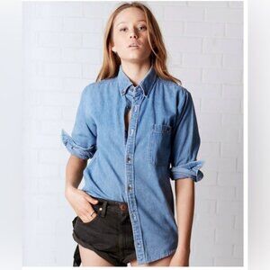One Teaspoon Vintage Denim Button Down Shirt Chambray Jean Medium Blue XS